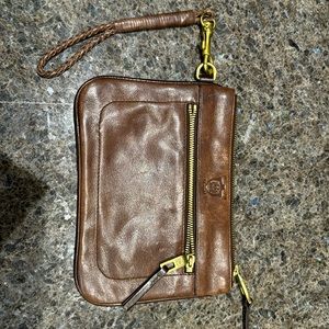 Massimo Dutti brown bag large wristlet bag